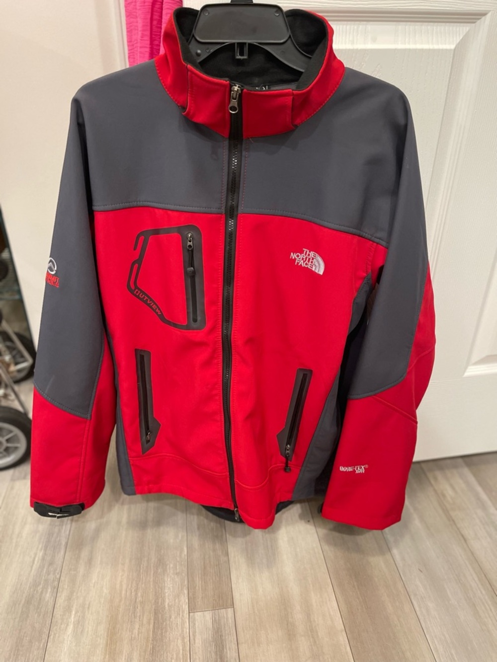The North Face Red and Gray Men's Softshell Rain Jacket